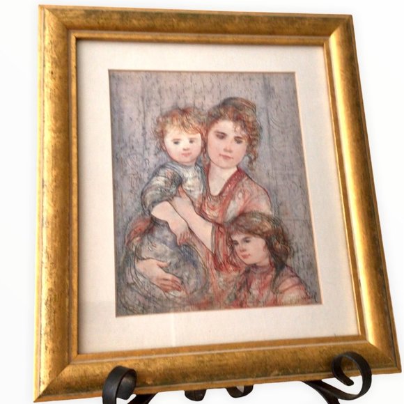 Edna Hibel “Katha’s Family “ The Laurel Collection 1993 Framed Behind Glass Prin